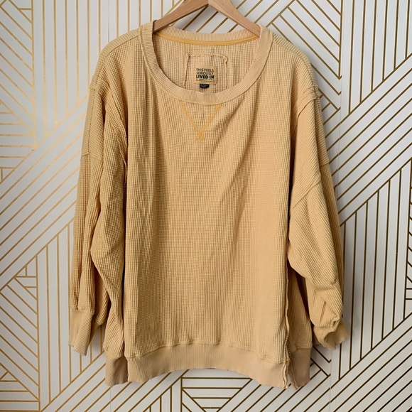 Aerie this feels seriously lived in waffle knit oversized drop shoulder seam XL - Picture 3 of 11